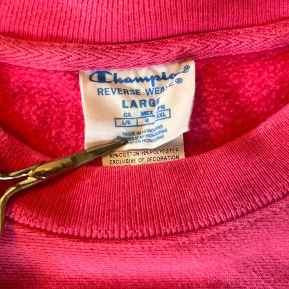 Vintage Champion Neon Pink Reverse Weave Crewneck Sweatshirt L - Picture 2 of 4